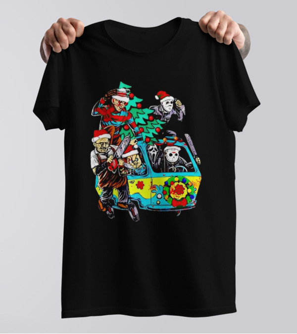 Horror Movie Characters Christmas Driving Mystery Van T-Shirt