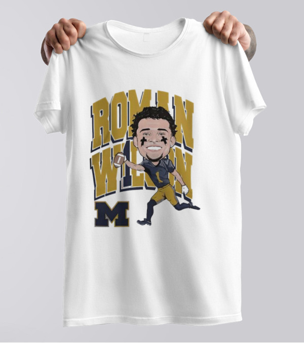 Roman Wilson University Of Michigan Football Caricature Roman Wilson M T-Shirt