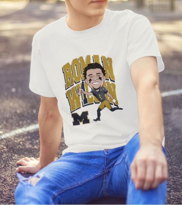 Roman Wilson University Of Michigan Football Caricature Roman Wilson M T-Shirt