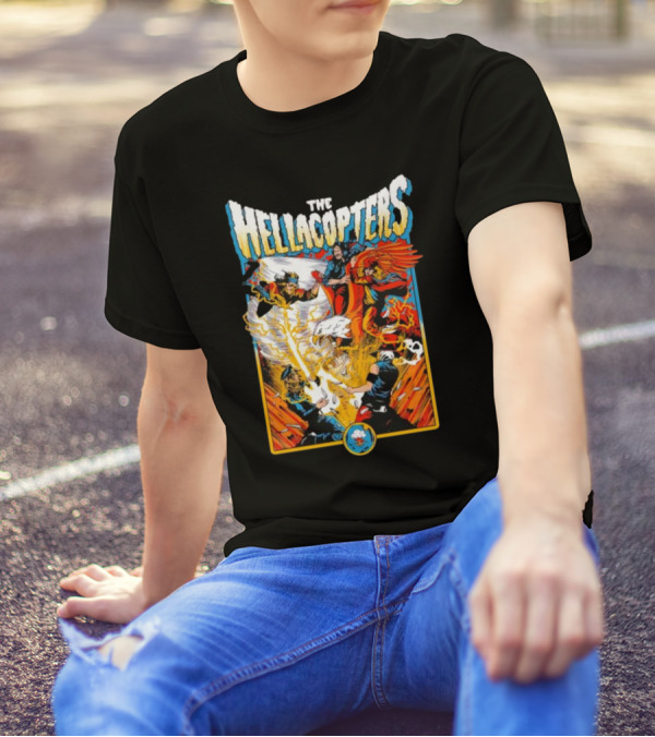 The Hellacopters Superhero Comic Rock Battle Machado T-Shirt