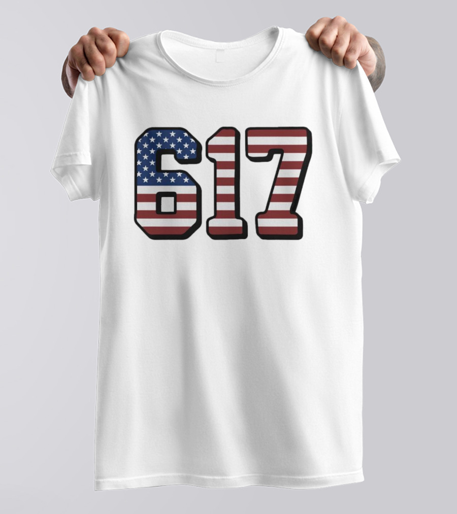 Boston 617 USA Flag T-Shirt