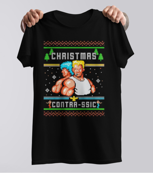 Christmas Contra-ssic Retro Gaming Mashup T-Shirt