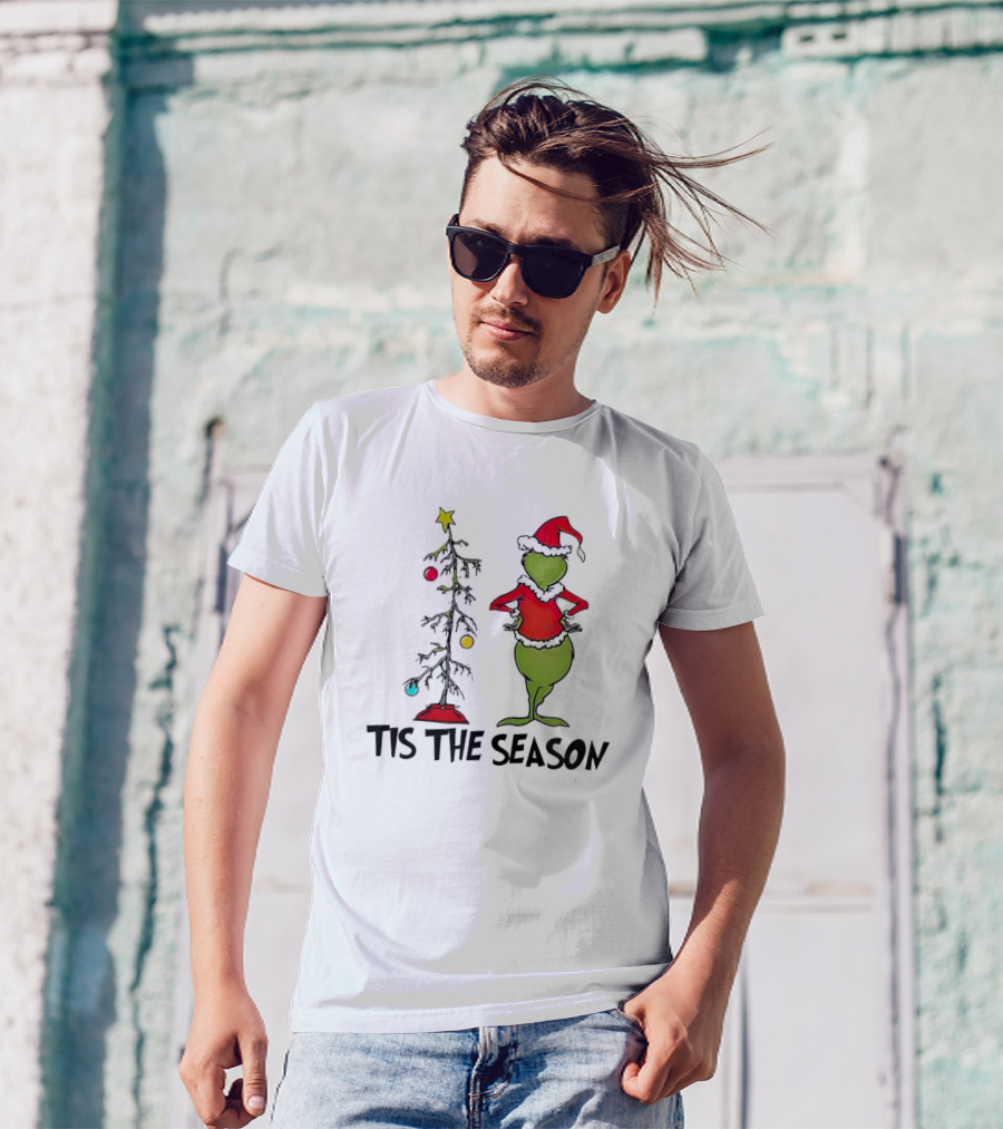 Grinch Tis The Season With Charlie Brown Christmas Tree T-Shirt