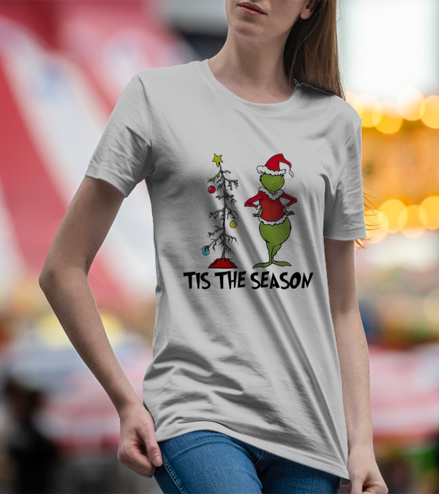 Grinch Tis The Season With Charlie Brown Christmas Tree T-Shirt