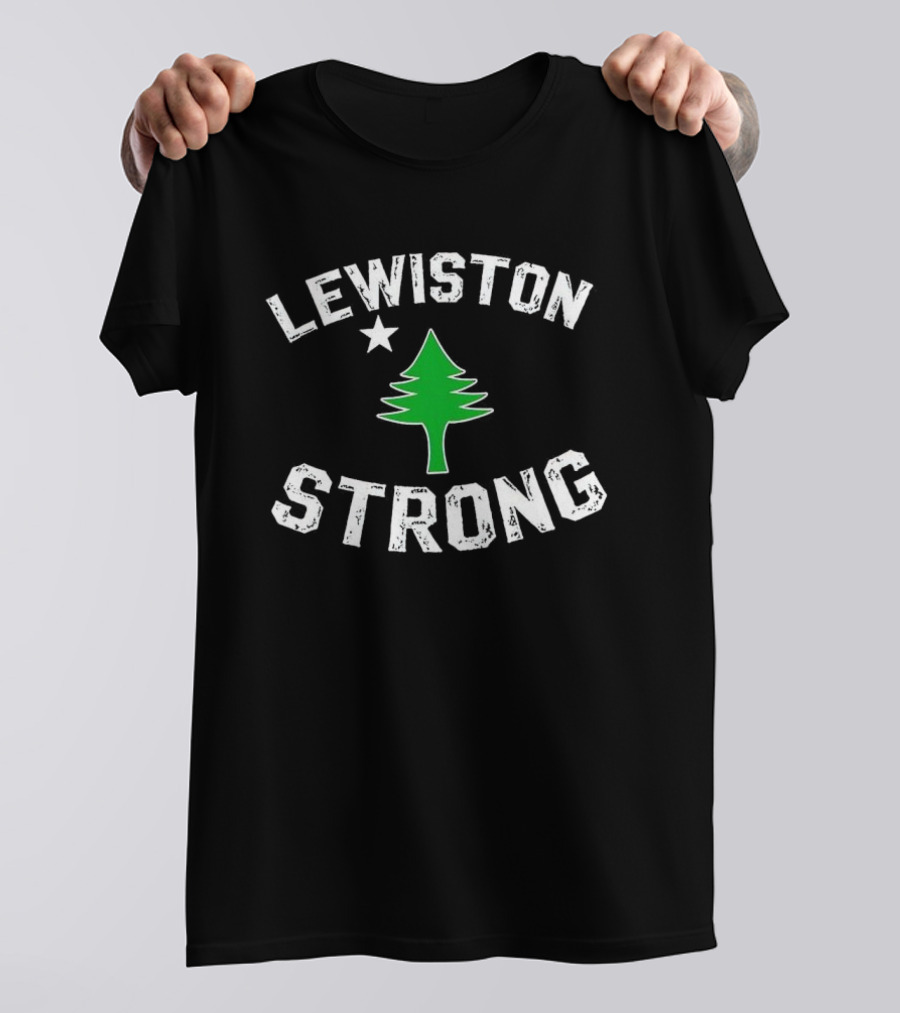 Lewiston Strong Pine Tree And Star Maine T-Shirt