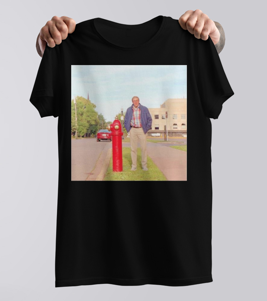 Joe Pera Next To Red Fire Hydrant On Street With Red Car In Background T-Shirt