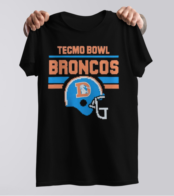 Tecmo Bowl Denver Broncos Retro Helmet Pixel T-Shirt