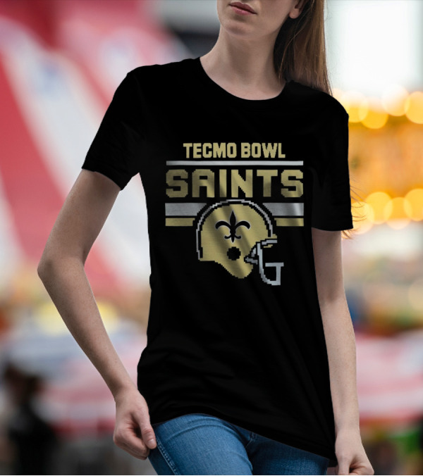 Tecmo Bowl Saints New Orleans Retro Football Helmet T-Shirt