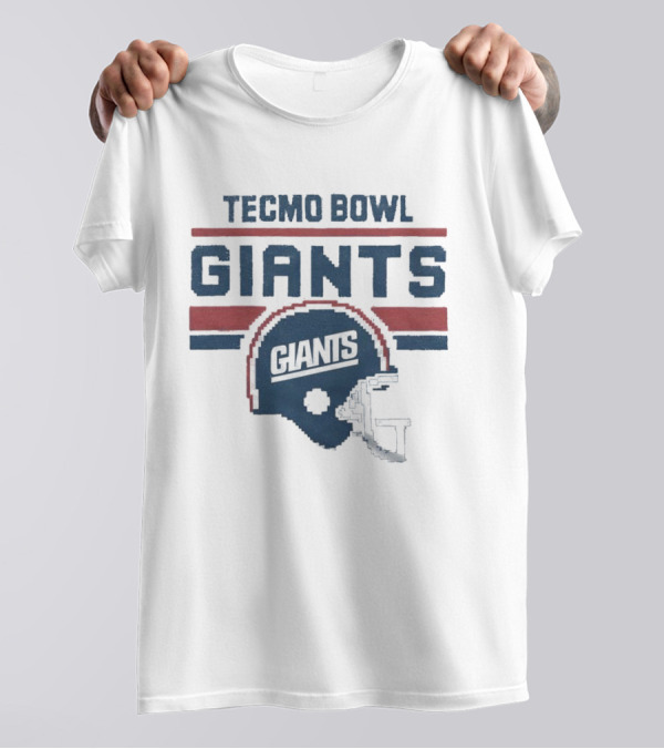 Tecmo Bowl Giants Helmet Retro Pixel T-Shirt