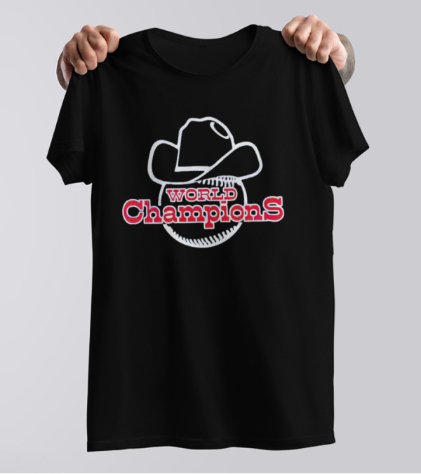 Texas Rangers World Champions Baseball Cowboy Hat T-Shirt
