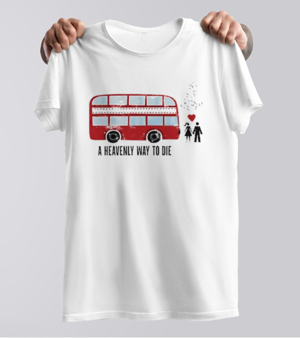 A Heavenly Way To Die Red Double-Decker Bus Couple And Heart T-Shirt