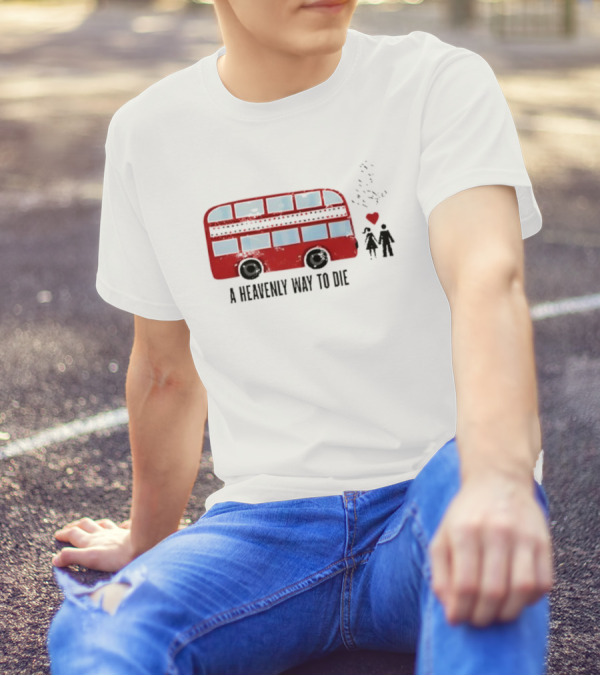 A Heavenly Way To Die Red Double-Decker Bus Couple And Heart T-Shirt