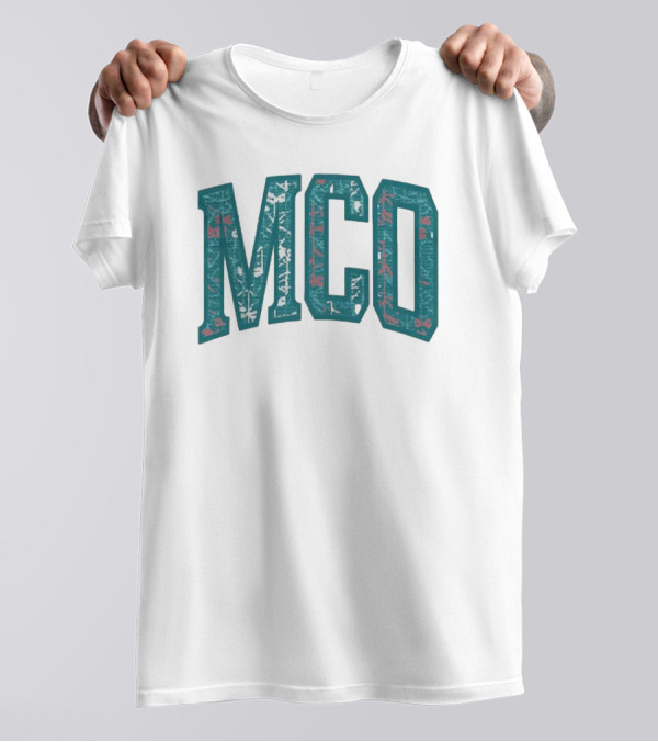 MCO Magic Carpet Oasis Vintage Teal Textured Letters T-Shirt