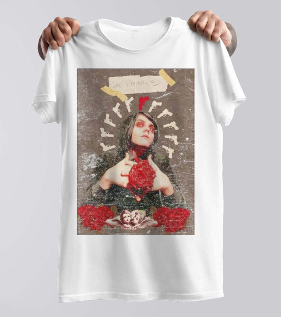 MCR Gerard Way Guns Angel Roses Give 'Em Hell Kid T-Shirt