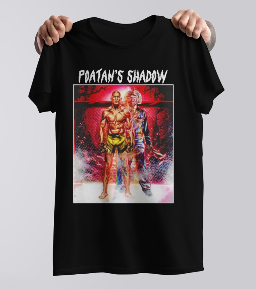 Poatan's Shadow Dual Persona Warrior In Fight Arena T-Shirt