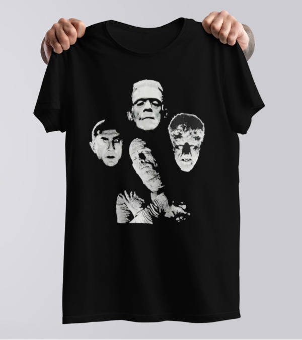 Rock Rebel Monster Dracula Frankenstein Mummy Wolfman Horror Band T-Shirt