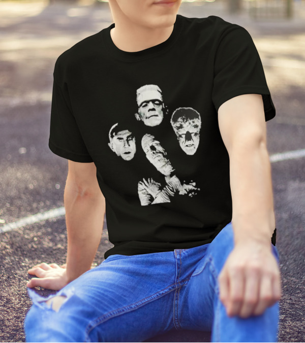 Rock Rebel Monster Dracula Frankenstein Mummy Wolfman Horror Band T-Shirt
