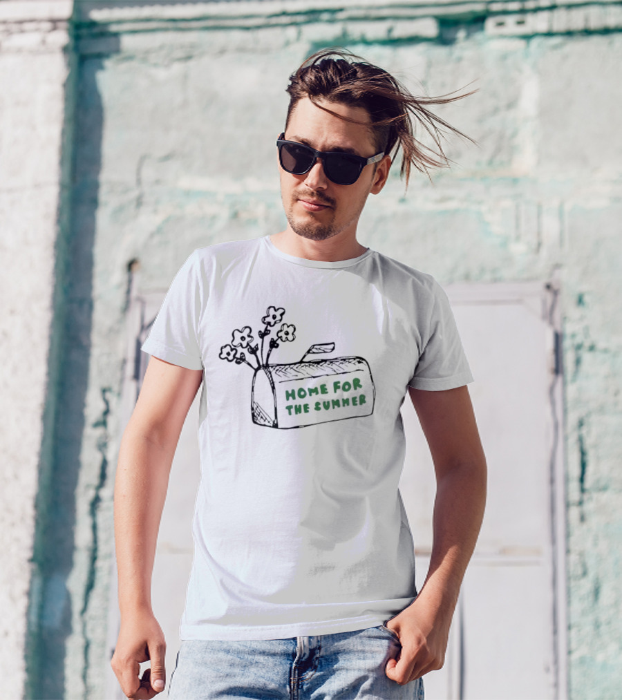 Sara Kays Home For The Summer Graphic With Flowers And Bag T-Shirt