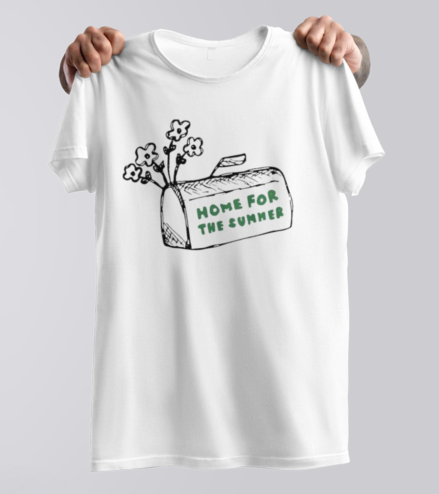 Sara Kays Home For The Summer Graphic With Flowers And Bag T-Shirt