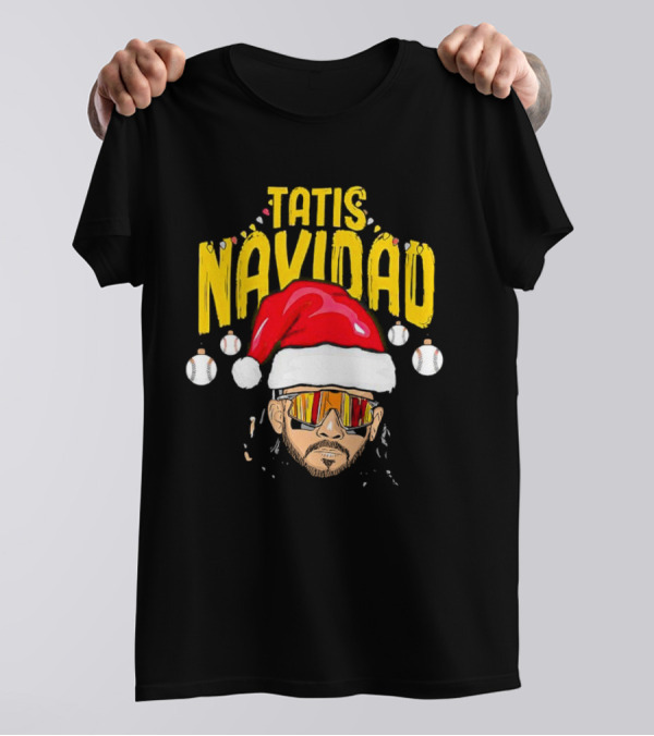 Tatis Navidad Santa Hat Baseball Sunglasses T-Shirt
