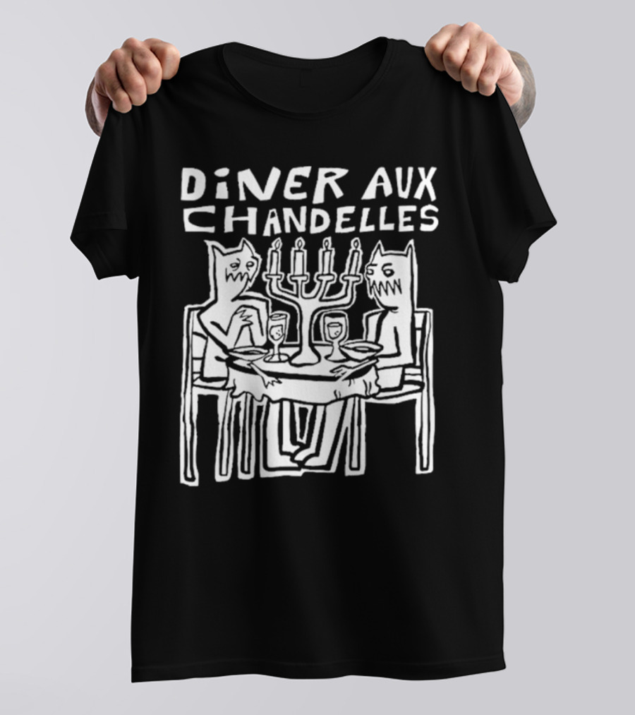 DINER AUX CHANDELLES DINNER MONSTERS CANDLELIGHT WOODCUT T-Shirt