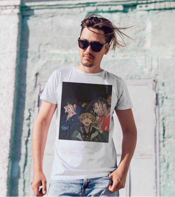 Drake Travis Scott Zenitsu Agatsuma Crossover Demon Slayer Anime T-Shirt