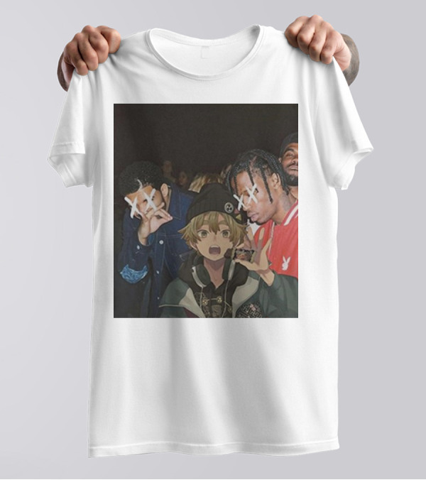 Drake Travis Scott Zenitsu Agatsuma Crossover Demon Slayer Anime T-Shirt