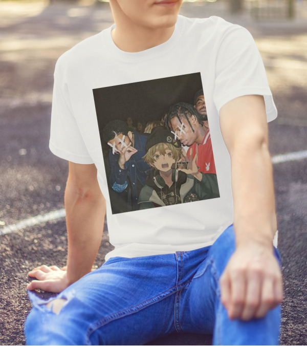 Drake Travis Scott Zenitsu Agatsuma Crossover Demon Slayer Anime T-Shirt