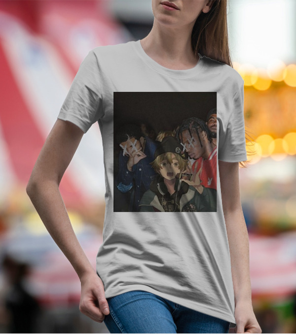 Drake Travis Scott Zenitsu Agatsuma Crossover Demon Slayer Anime T-Shirt
