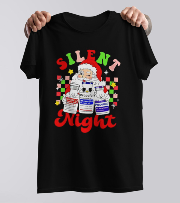 Silent Night ICU Nurse Christmas Santa Helpers T-Shirt