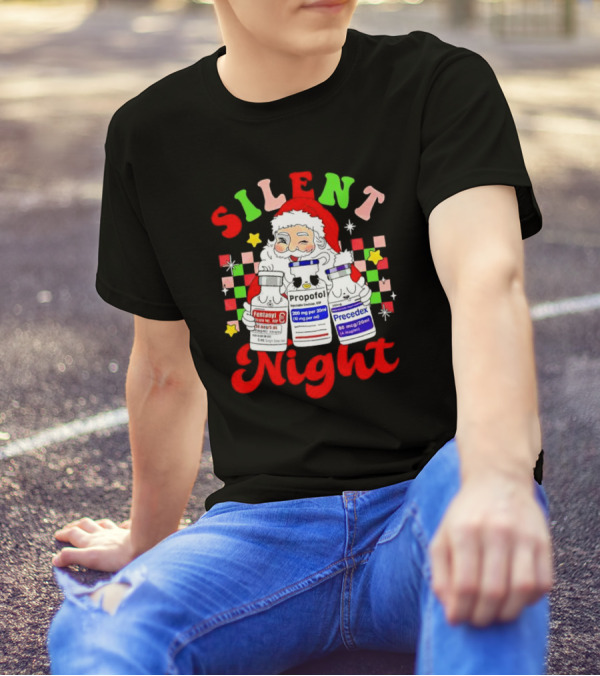 Silent Night ICU Nurse Christmas Santa Helpers T-Shirt