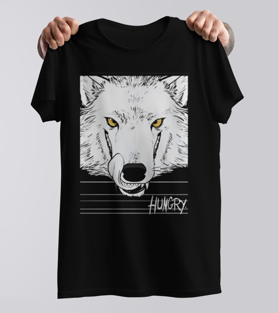 Hungry Wolf Illustration With Intense Expression T-Shirt