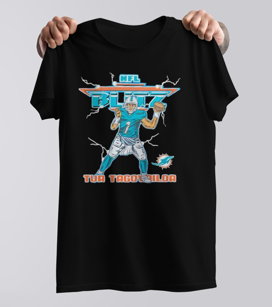Tua Tagovailoa Miami Dolphins NFL Blitz Football T-Shirt
