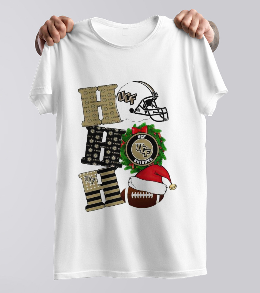 UCF Knights Christmas Helmet Wreath Football Holiday Cheer T-Shirt