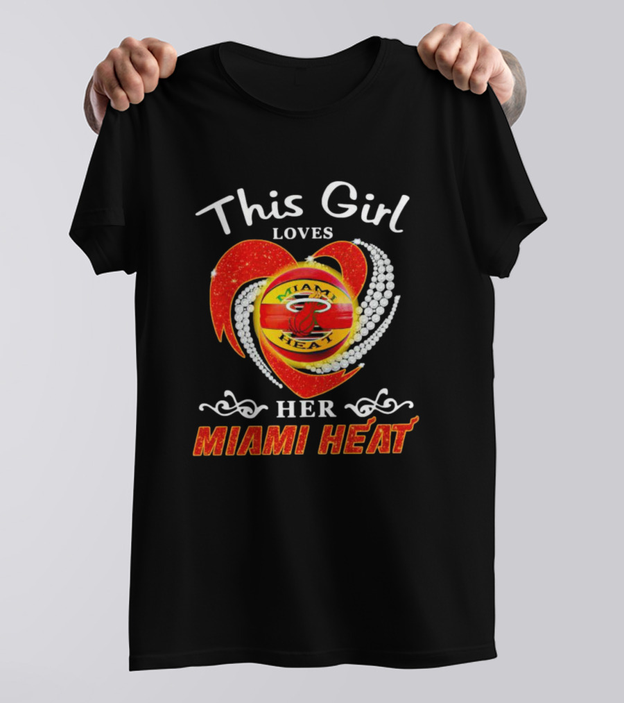 This Girl Loves Her Miami Heat Sparkling Heart T-Shirt
