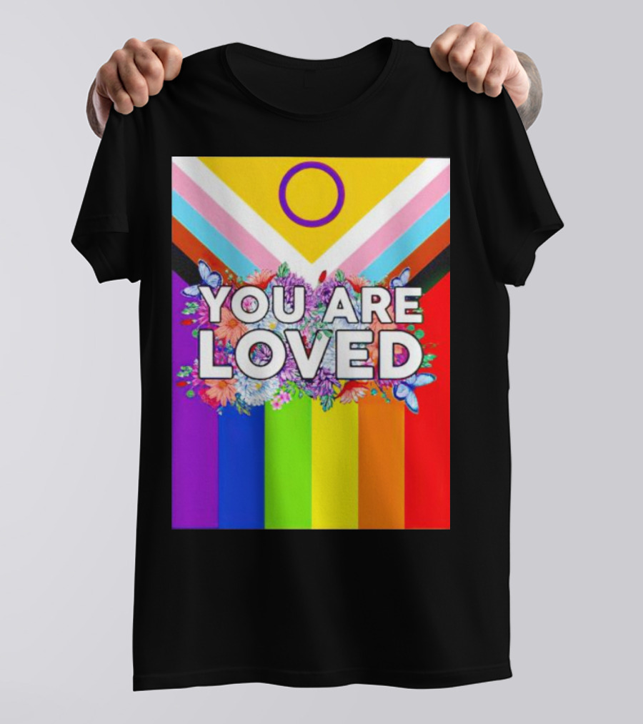 You Are Loved Pride Flag Flowers And Butterflies T-Shirt