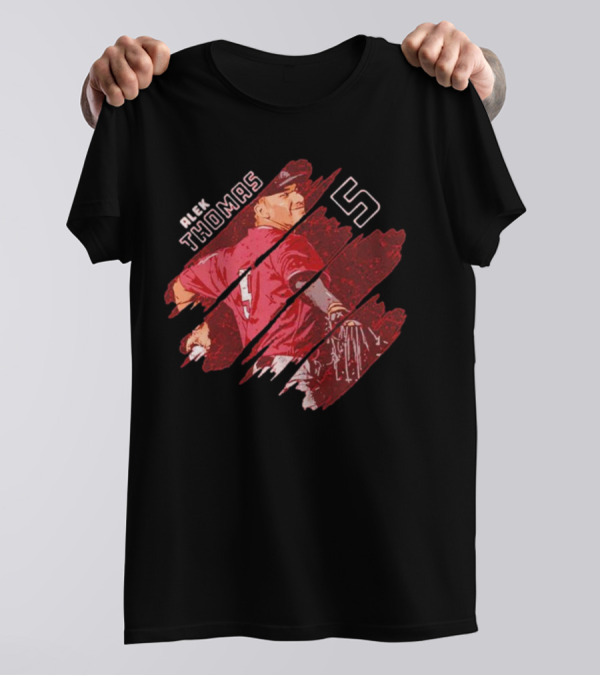 Alek Thomas Arizona WHT Baseball Stripes Number 5 T-Shirt