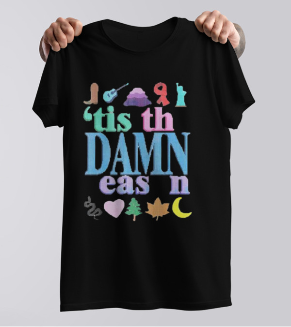 Christmas ’tis The Damn Season Colorful Icons And Symbols T-Shirt