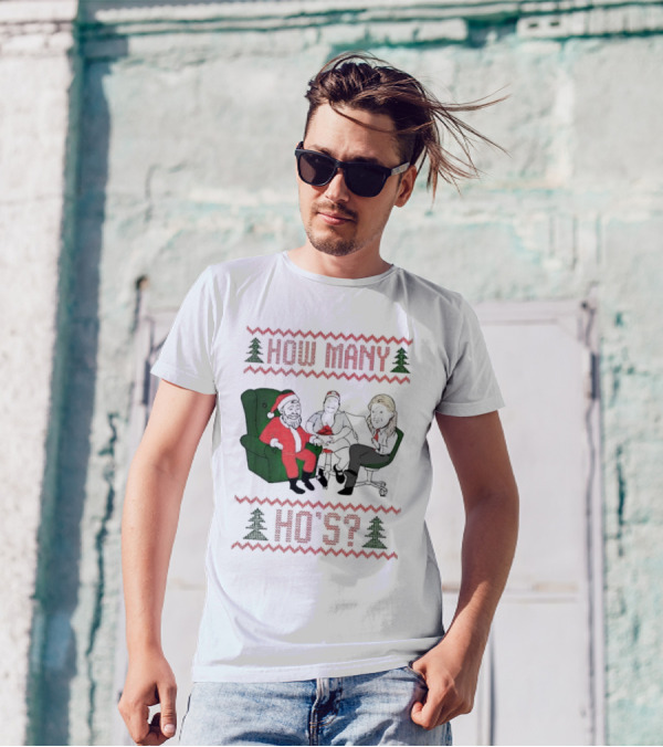 Santa Claus How Many Ho's Christmas Sweater Holiday Humor T-Shirt