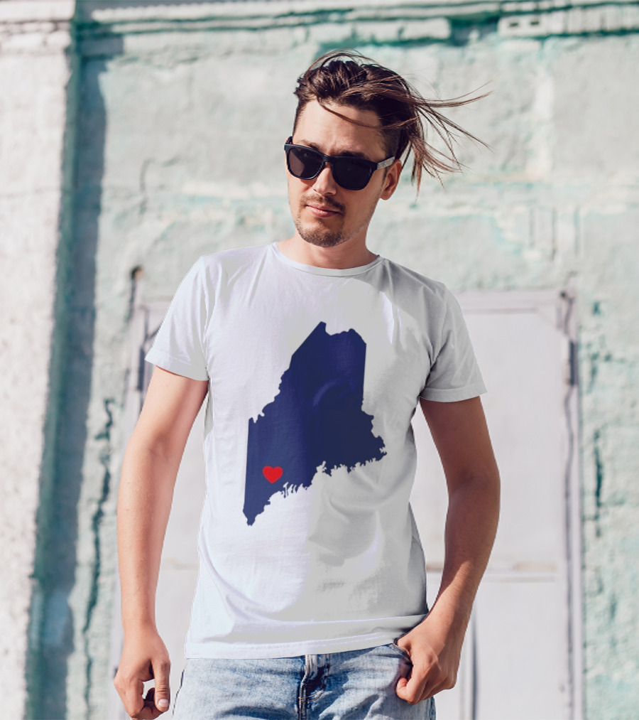 Lewiston Strong Heart Map Maine T-Shirt