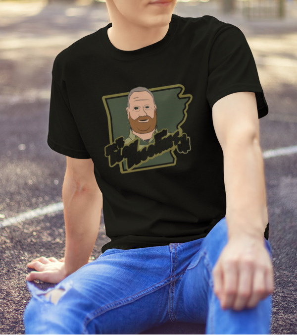 You'll Blow Your Begonias Off Arkansas Outline Cartoon Man T-Shirt