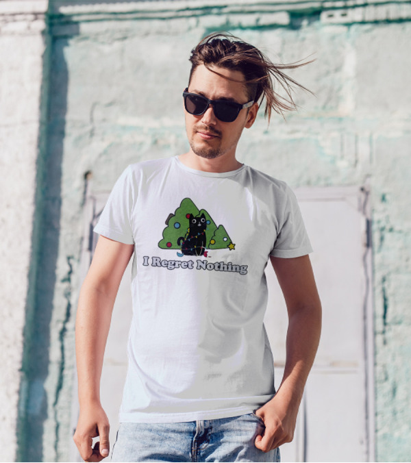 I Regret Nothing Black Cat Christmas Trees T-Shirt