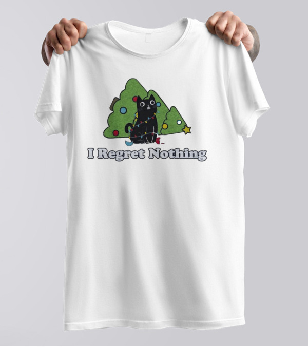 I Regret Nothing Black Cat Christmas Trees T-Shirt