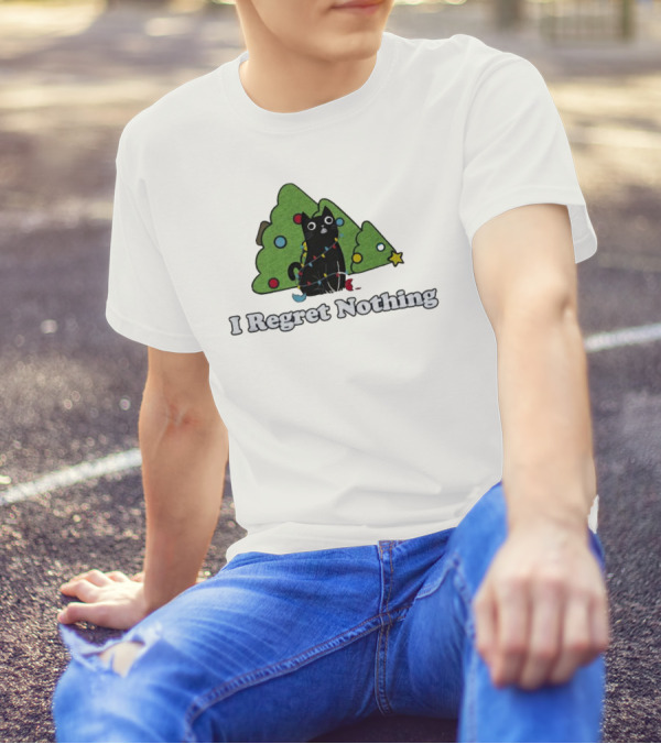 I Regret Nothing Black Cat Christmas Trees T-Shirt