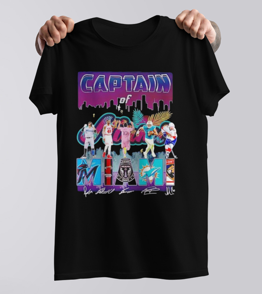 Captain Of Miami Marlins Heat Inter Dolphins Panthers T-Shirt