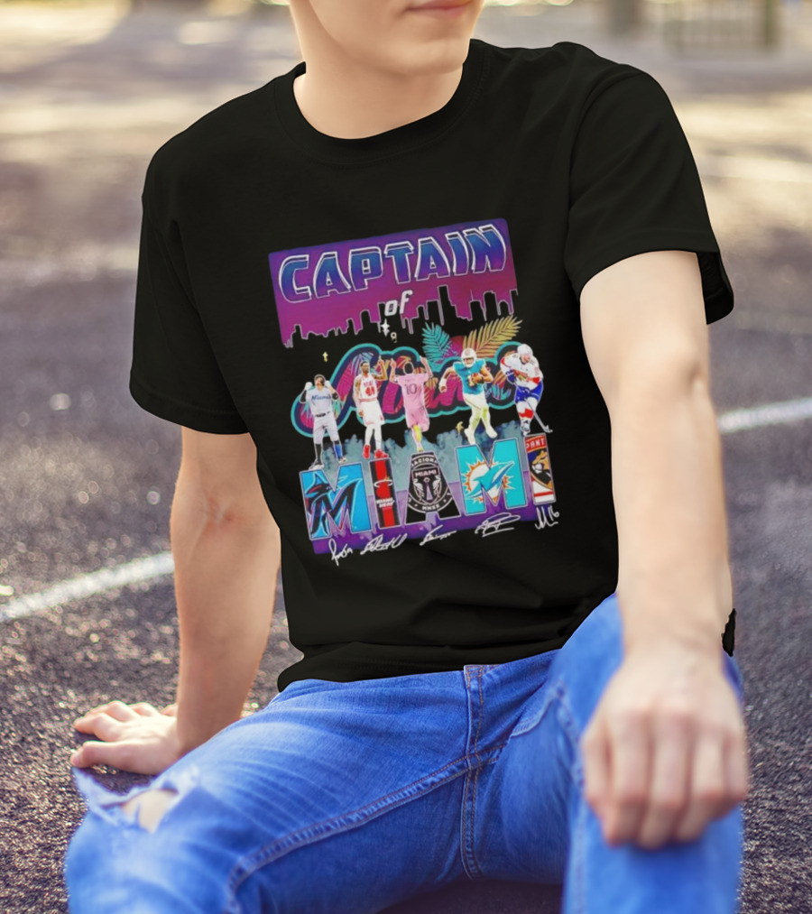 Captain Of Miami Marlins Heat Inter Dolphins Panthers T-Shirt