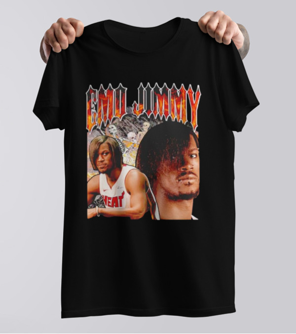 Emo Jimmy Butler Heat Skeleton Background T-Shirt