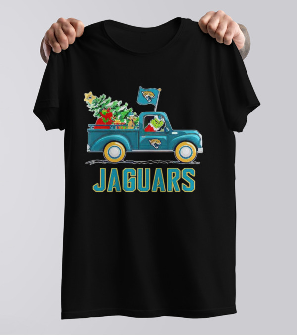 Grinch Christmas Truck Jacksonville Jaguars Holiday T-Shirt