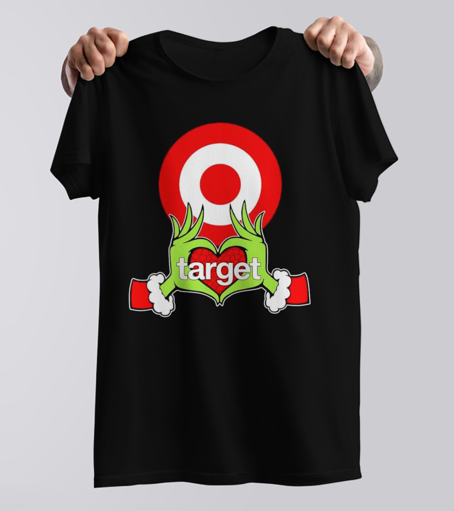 Grinch Hands Holding Heart In Front Of Target Christmas T-Shirt