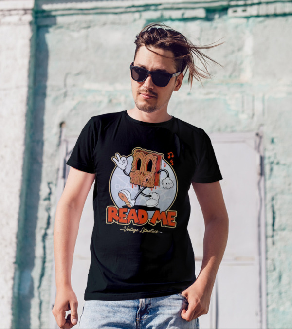 Read Me Vintage Literature Cartoon Music Peace T-Shirt